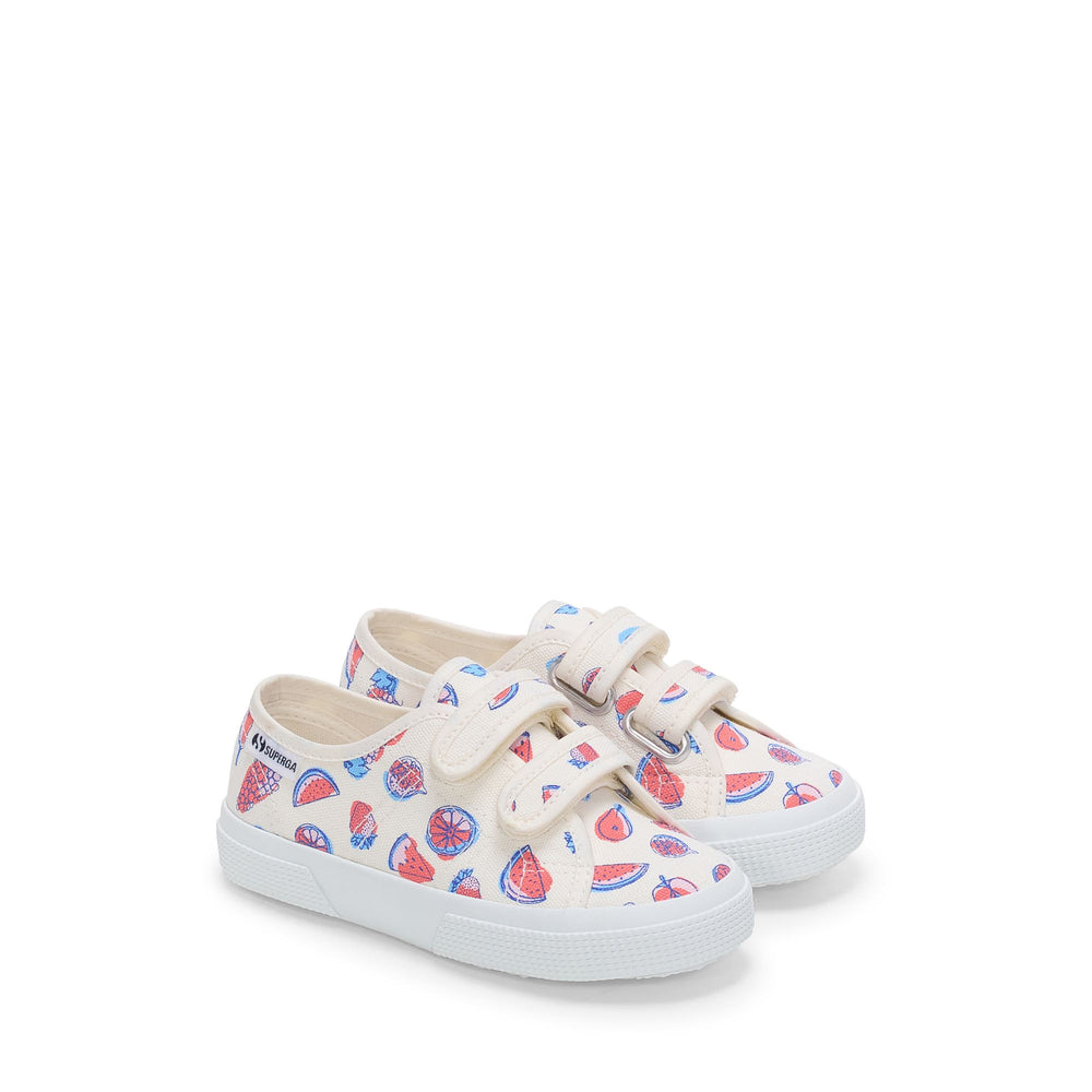 Sneakers basse per bambini bianche con tomaia in cotone 02