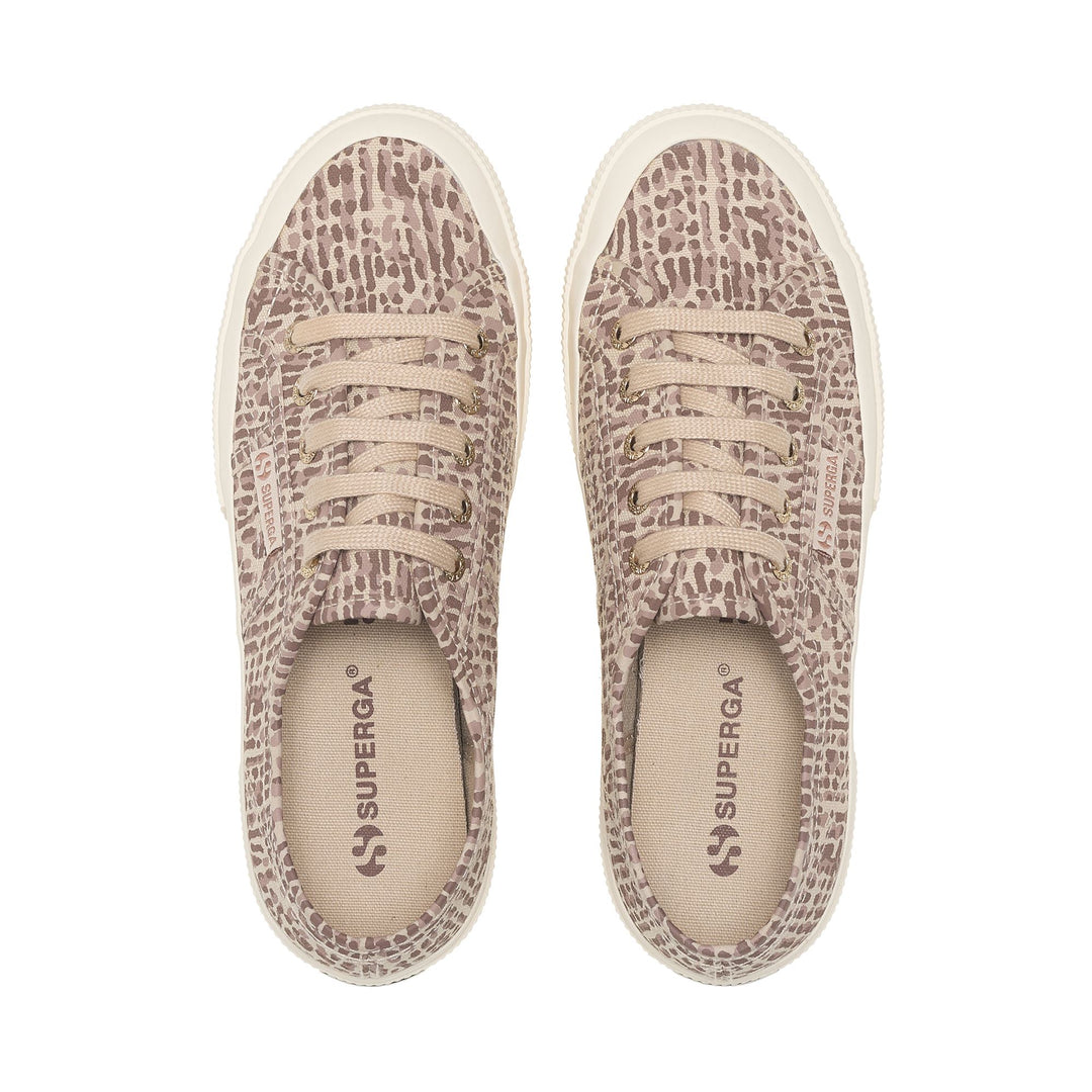 Sneakers basse da donna marroni con tomaia in cotone main