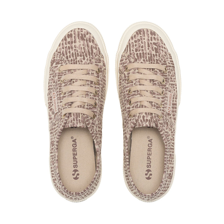Sneakers basse da donna marroni con tomaia in cotone 4