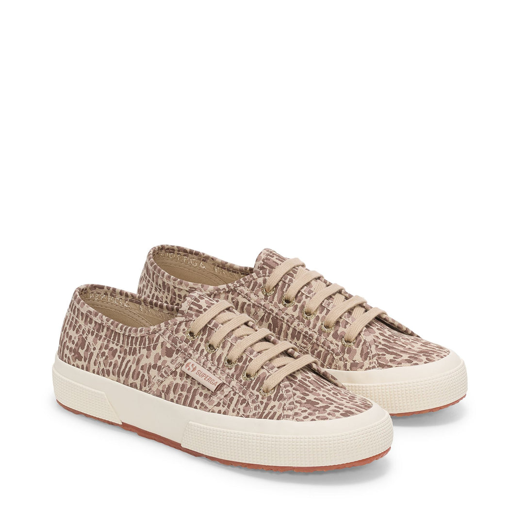 Sneakers basse da donna marroni con tomaia in cotone main