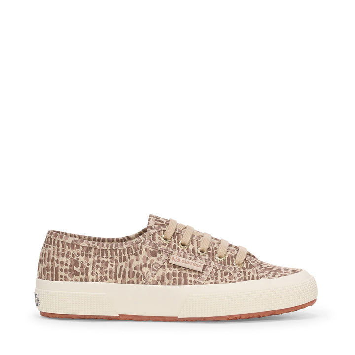 Sneakers basse da donna marroni con tomaia in cotone 1