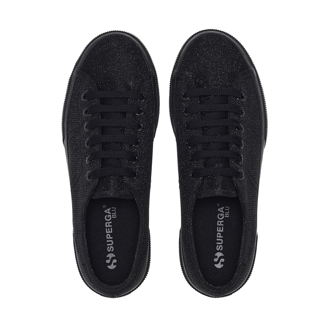 Zapatillas de plataforma negras para mujer con parte superior de jersey lamé microacanalado main