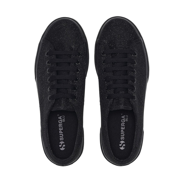 Zapatillas de plataforma negras para mujer con parte superior de jersey lamé microacanalado 4