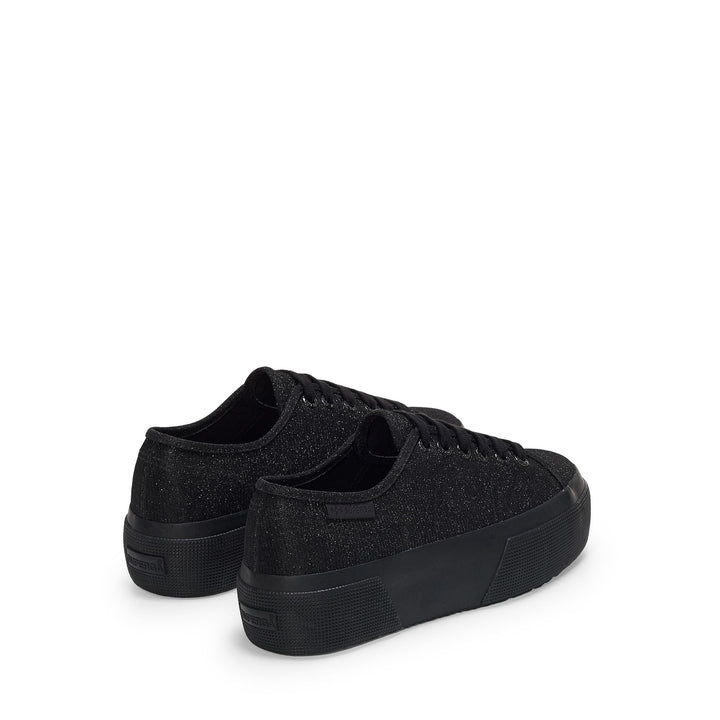 Zapatillas de plataforma negras para mujer con parte superior de jersey lamé microacanalado 3