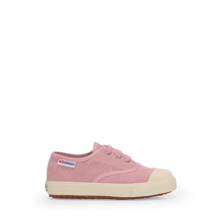 Rosa Kinder-Sneaker mit niedrigem Schaft und Obermaterial aus Baumwolle 1