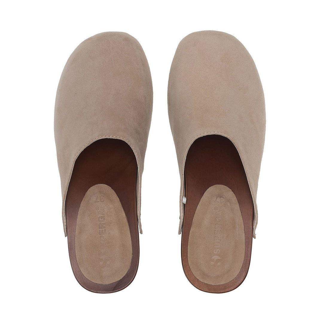 Woman's High Heel Clogs Beige with Suede Upper main