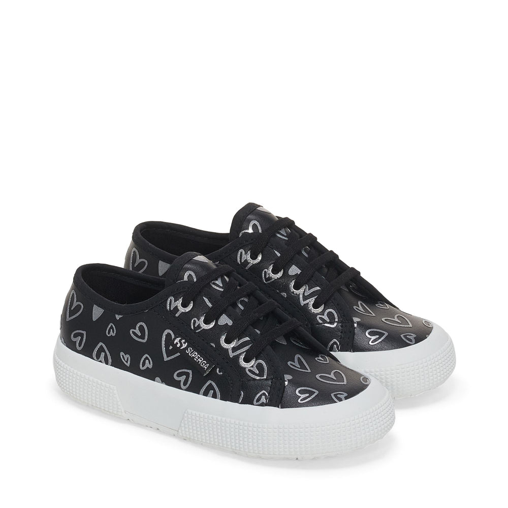 Sneakers basse nere da bambina con tomaia in cotone 02