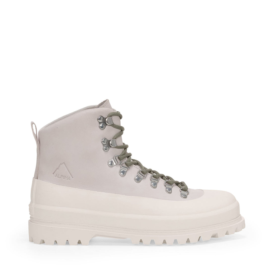 Unisex Mid Cut Ankle Boots in Beige Nubuck with Rubber Sole 01