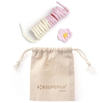 CROCHET PIN FLOWER SET - Small Accessories - Shoe Laces Charms - Woman - White Avorio-Pink-Yellow
