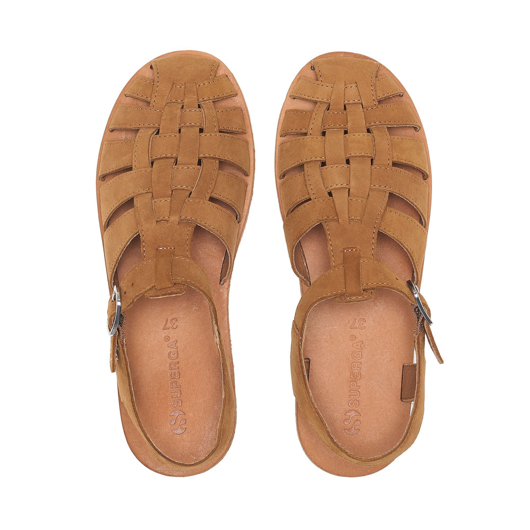 Sandalias unisex marrones con parte superior de ante main