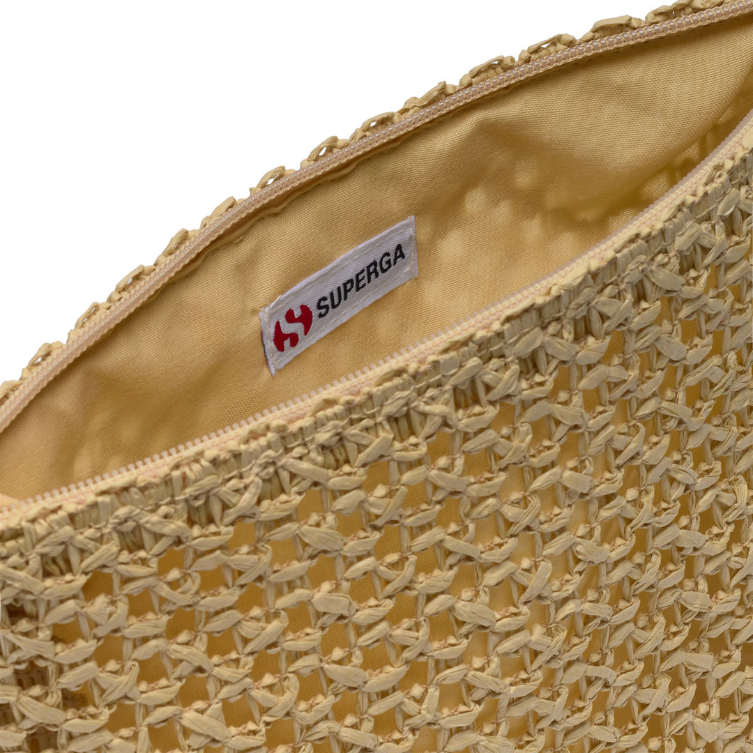 Woman's Beige Beauty Case with Raffia Handle main