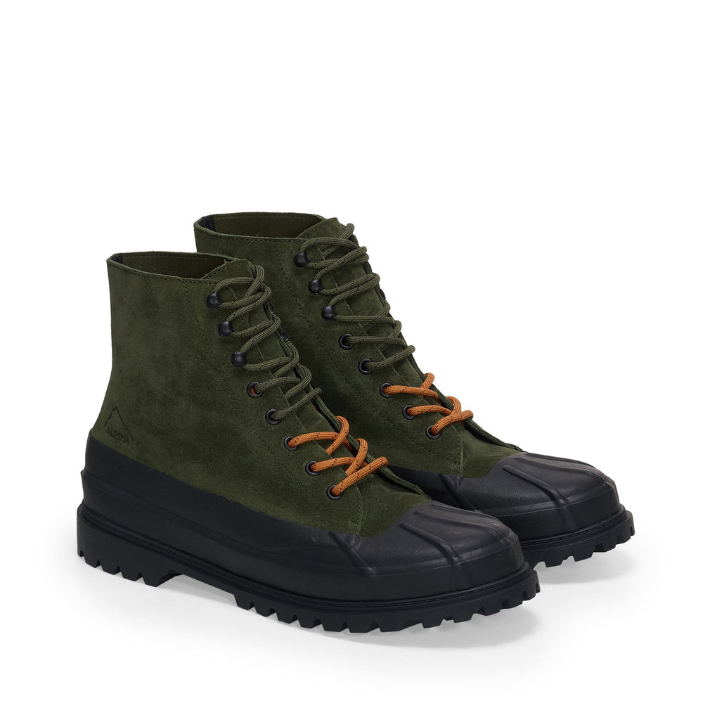 Unisex Green Ankle Boots with Suede Upper 02
