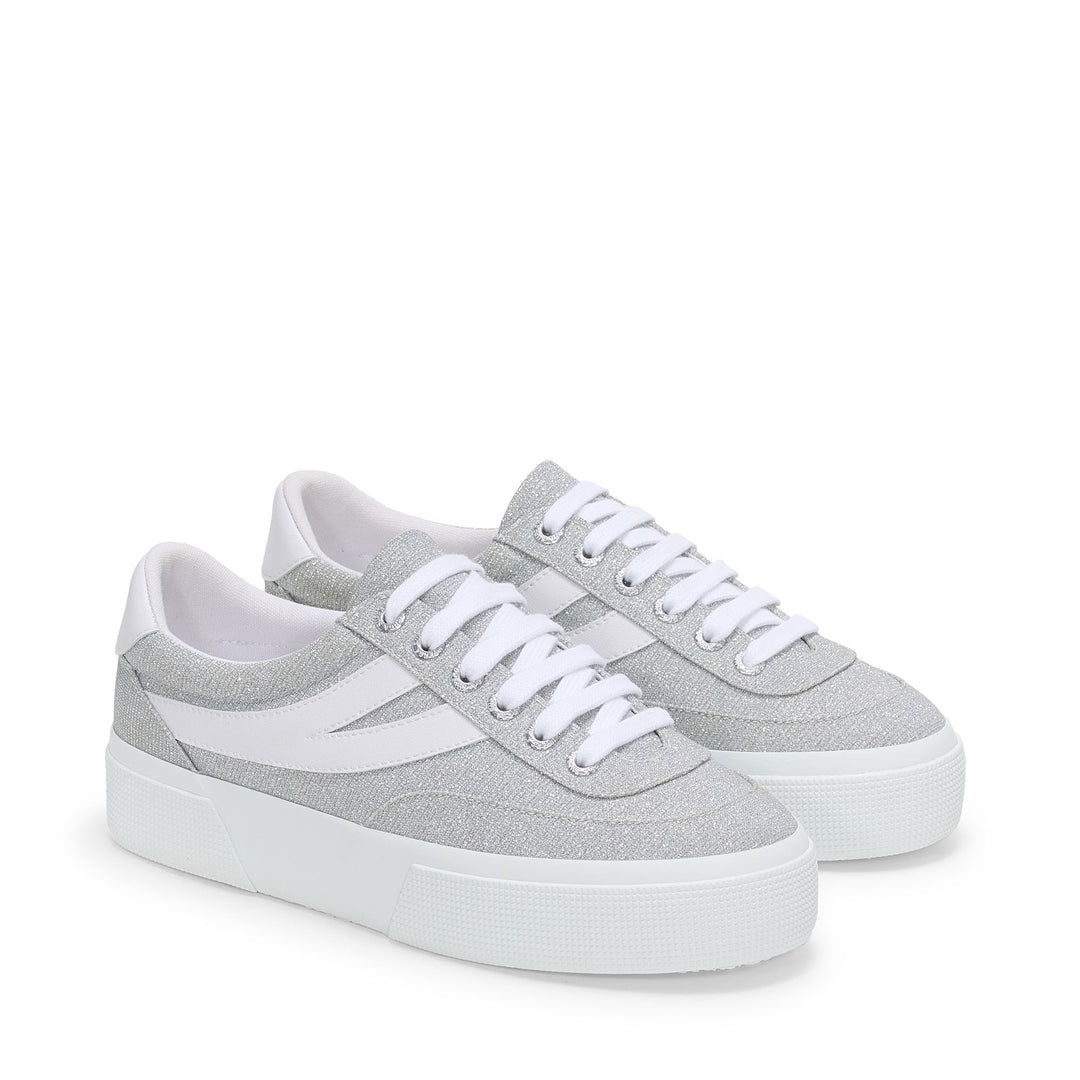 Woman's Platform Grey Sneakers with Jersey Upper main