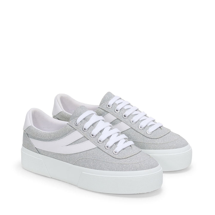 Woman's Platform Grey Sneakers with Jersey Upper 2