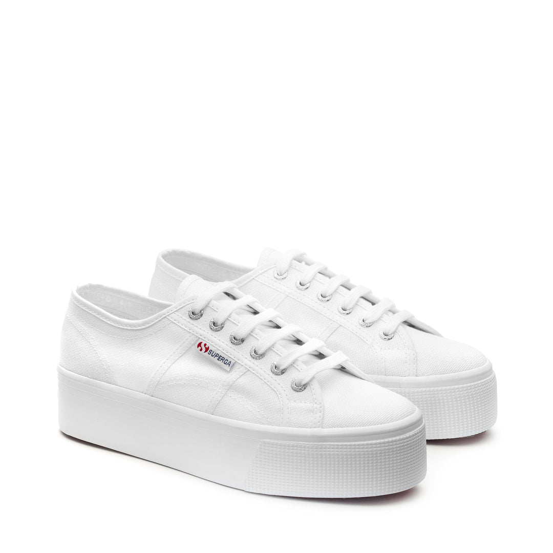 Zapatillas blancas de plataforma para mujer con parte superior de algodón main