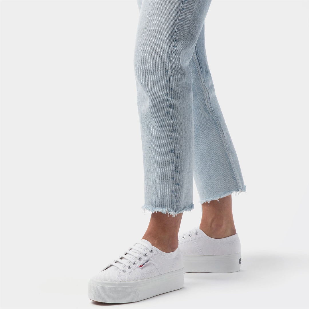 Zapatillas blancas de plataforma para mujer con parte superior de algodón main