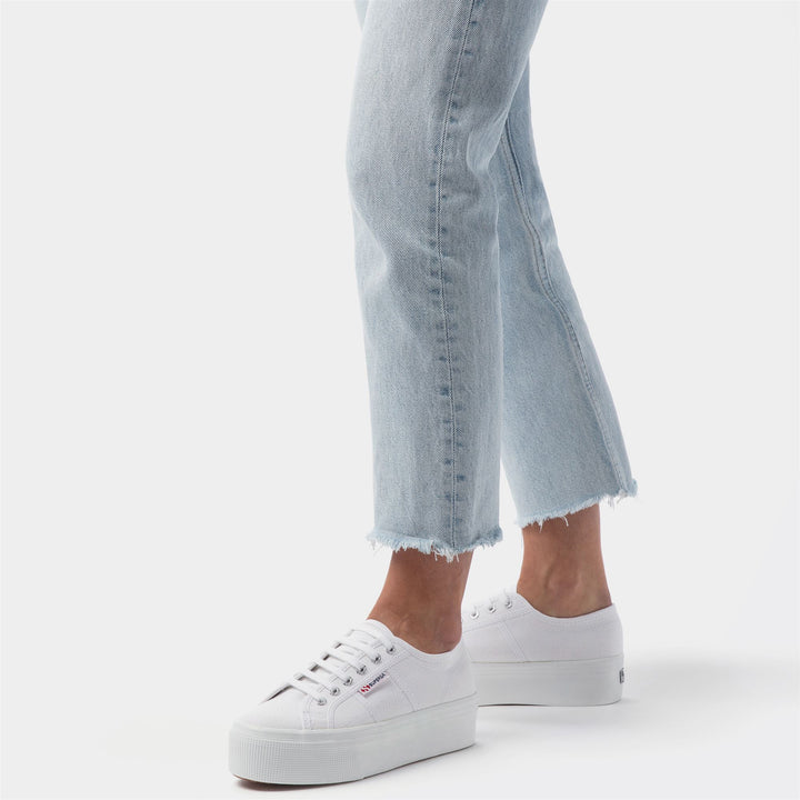 Zapatillas blancas de plataforma para mujer con parte superior de algodón 6
