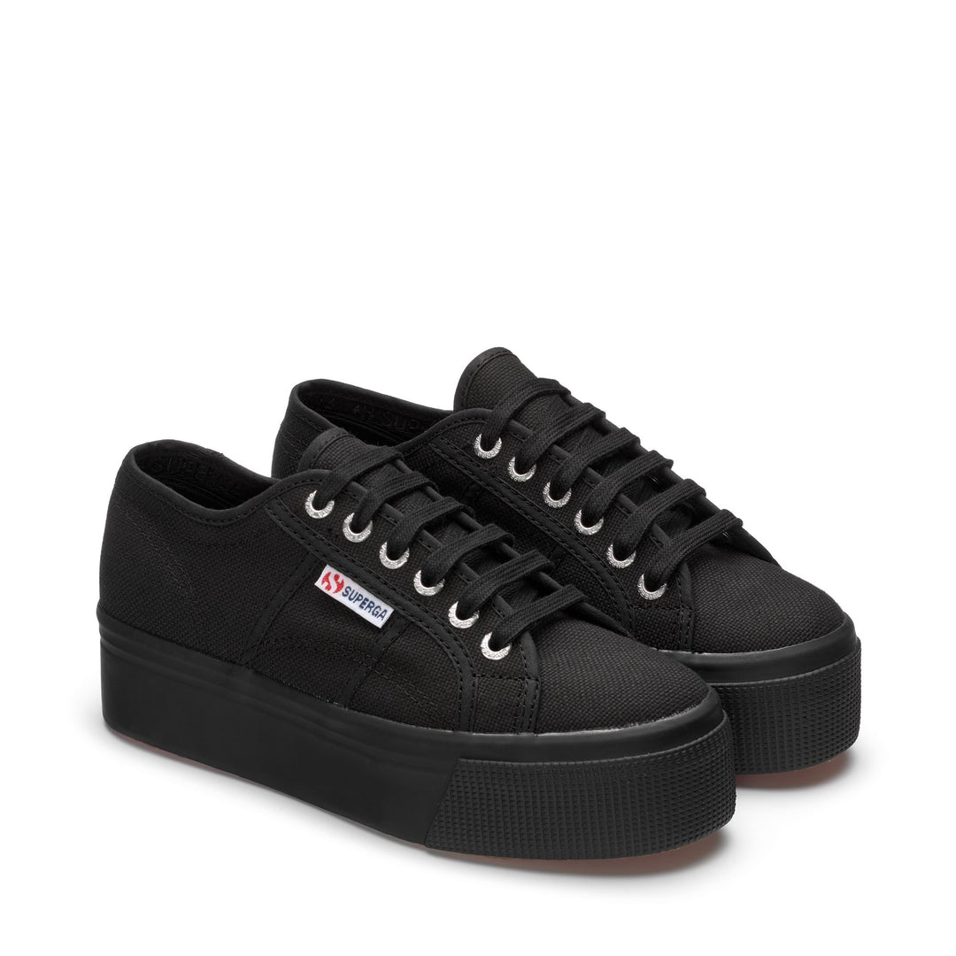 Zapatillas negras con plataforma para mujer y parte superior de algodón main