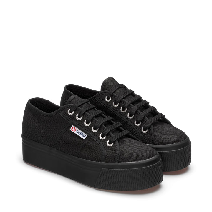 Zapatillas negras con plataforma para mujer y parte superior de algodón 2
