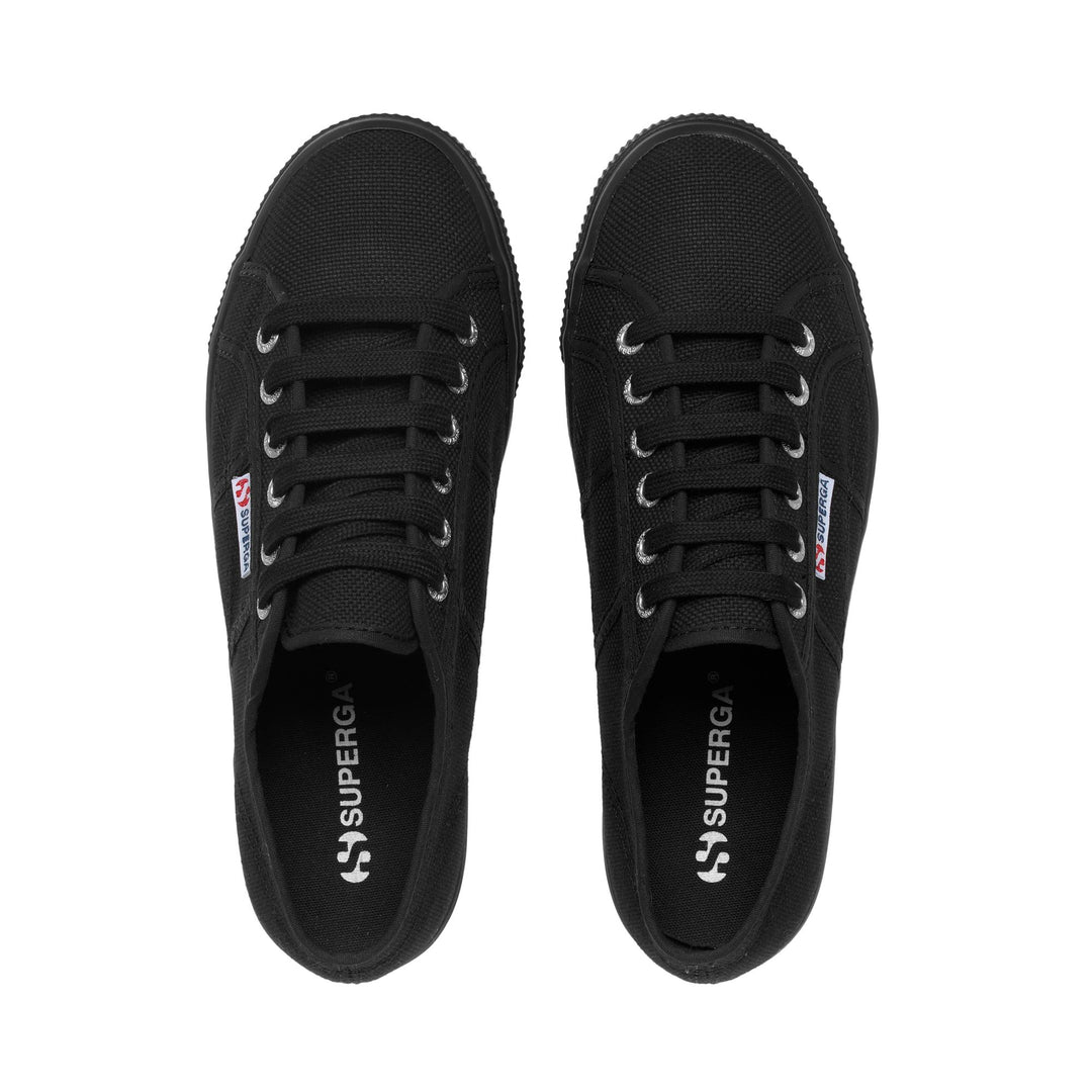 Zapatillas negras con plataforma para mujer y parte superior de algodón main