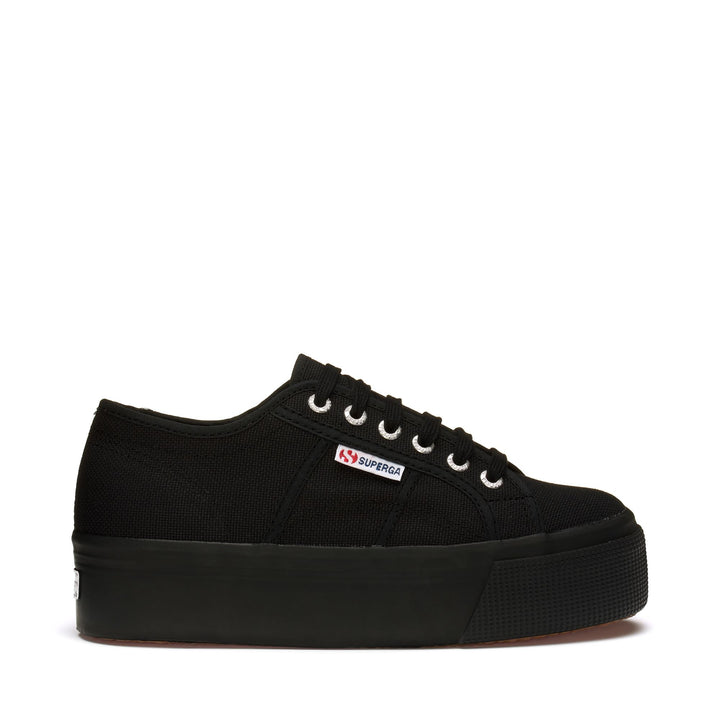 Zapatillas negras con plataforma para mujer y parte superior de algodón 1
