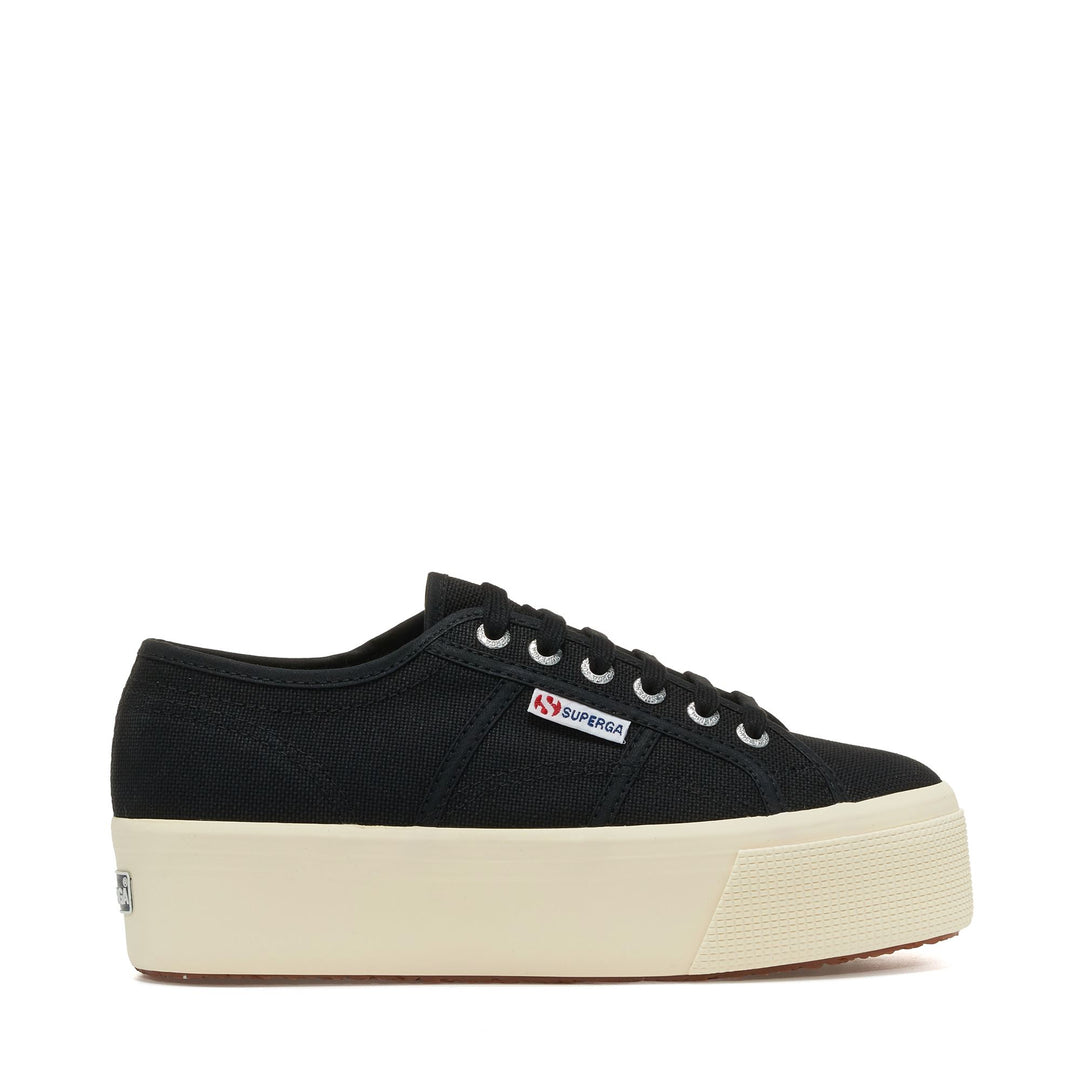 Woman's Platform Black Sneakers with Cotton Upper 01