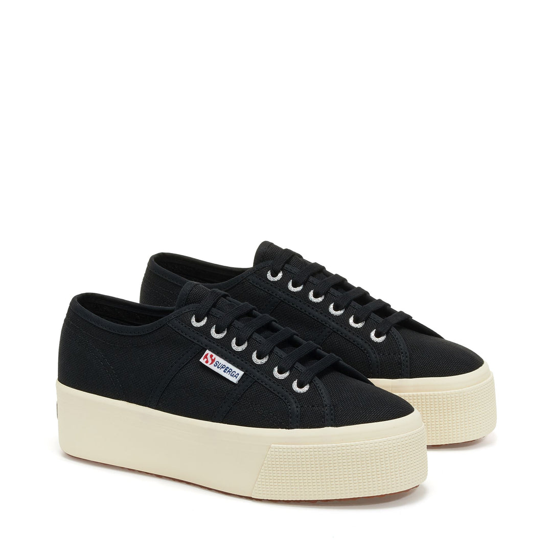 Woman's Platform Black Sneakers with Cotton Upper main