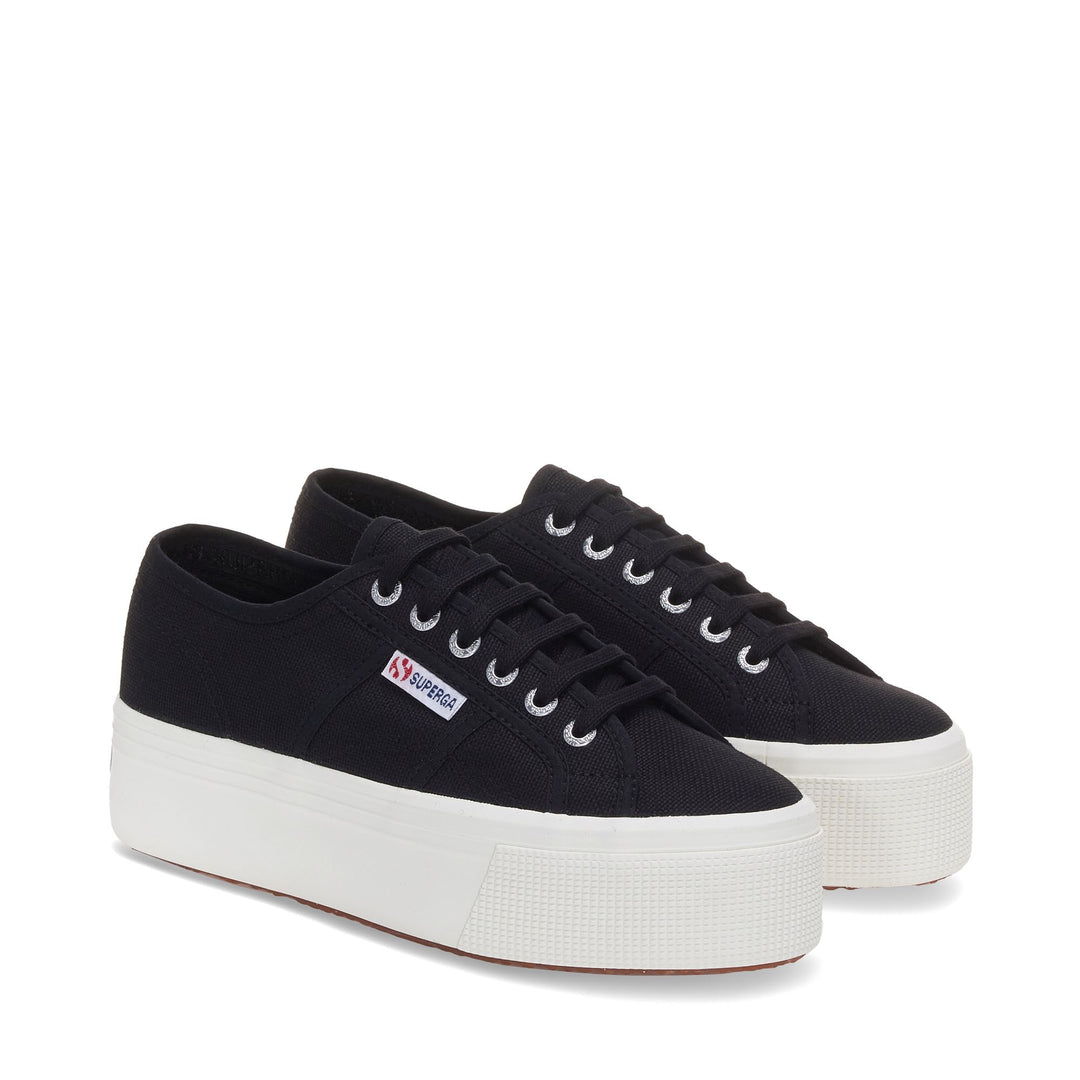 Woman's Platform Black Sneakers with Cotton Upper main