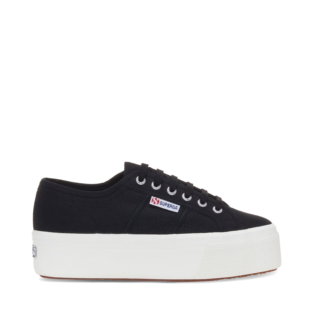 Woman's Platform Black Sneakers with Cotton Upper 01