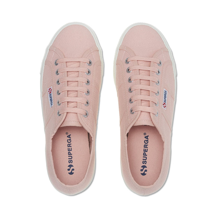 Sneakers da donna con plateau rosa e tomaia in cotone 4