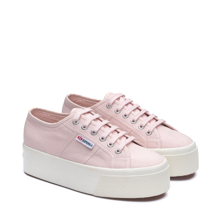 Sneakers da donna con plateau rosa e tomaia in cotone 2