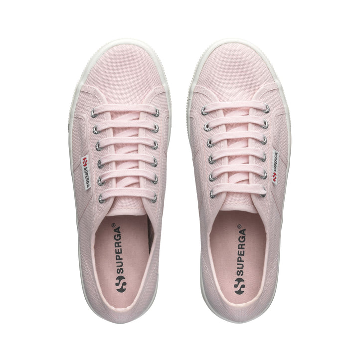 Sneakers da donna con plateau rosa e tomaia in cotone 4