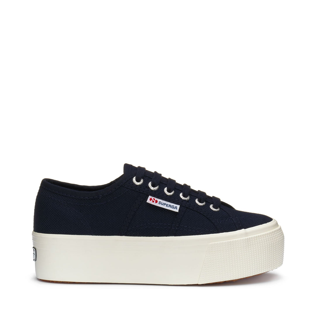 Woman's Platform Navy Sneakers with Cotton Upper 01