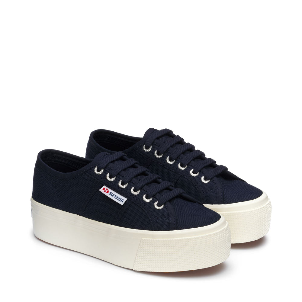 Woman's Platform Navy Sneakers with Cotton Upper 02