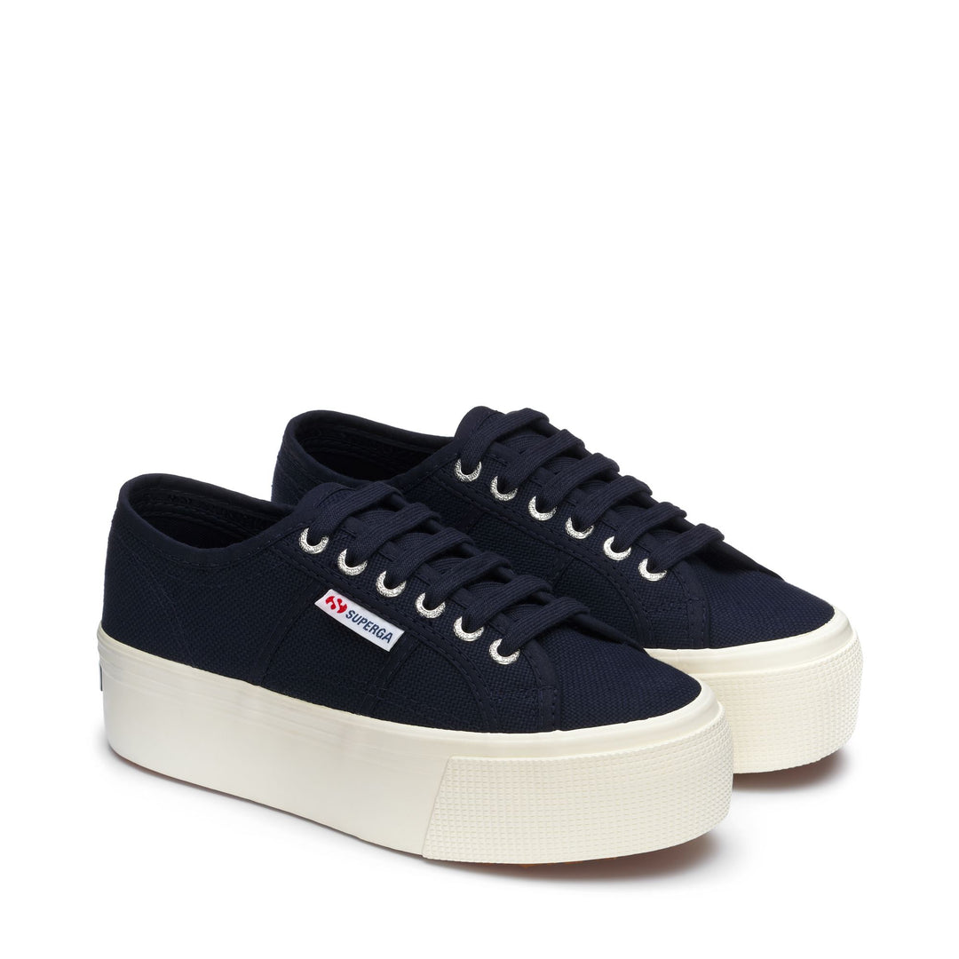 Baskets à plateforme bleu marine pour femme avec tige en coton main
