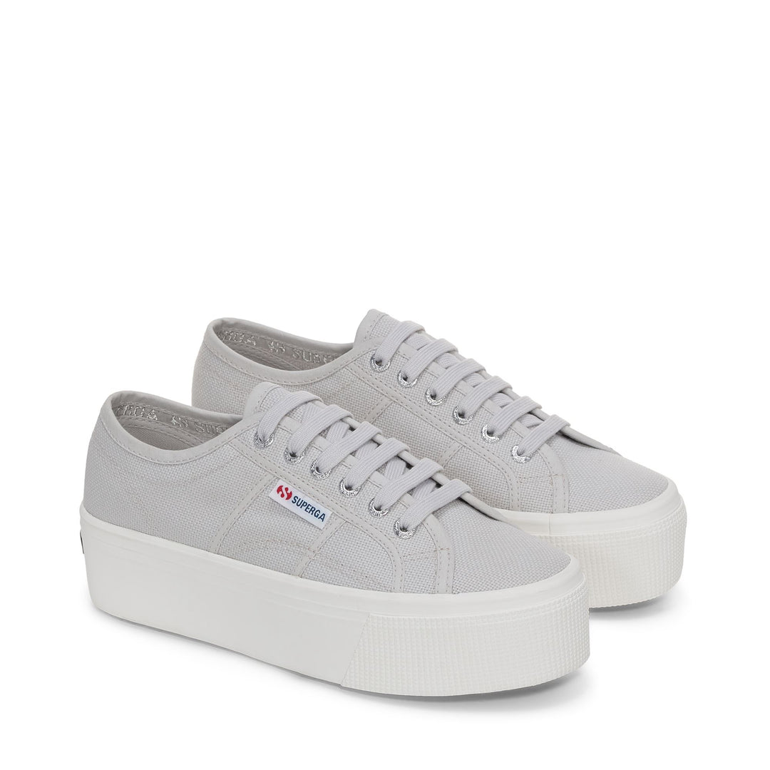 Baskets compensées grises pour femme avec tige en coton main