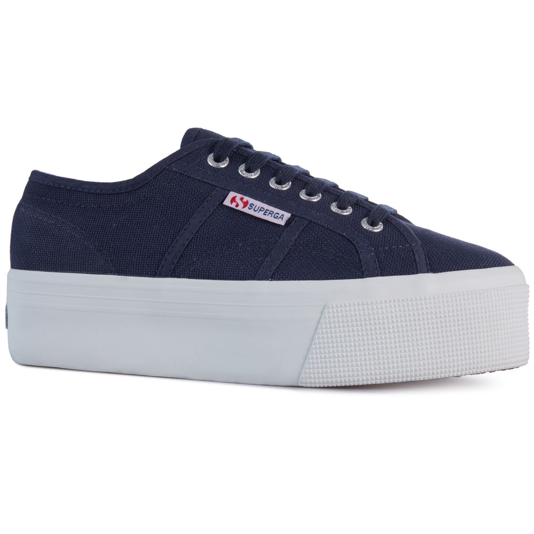 Baskets à plateforme bleu marine pour femme avec tige en coton main