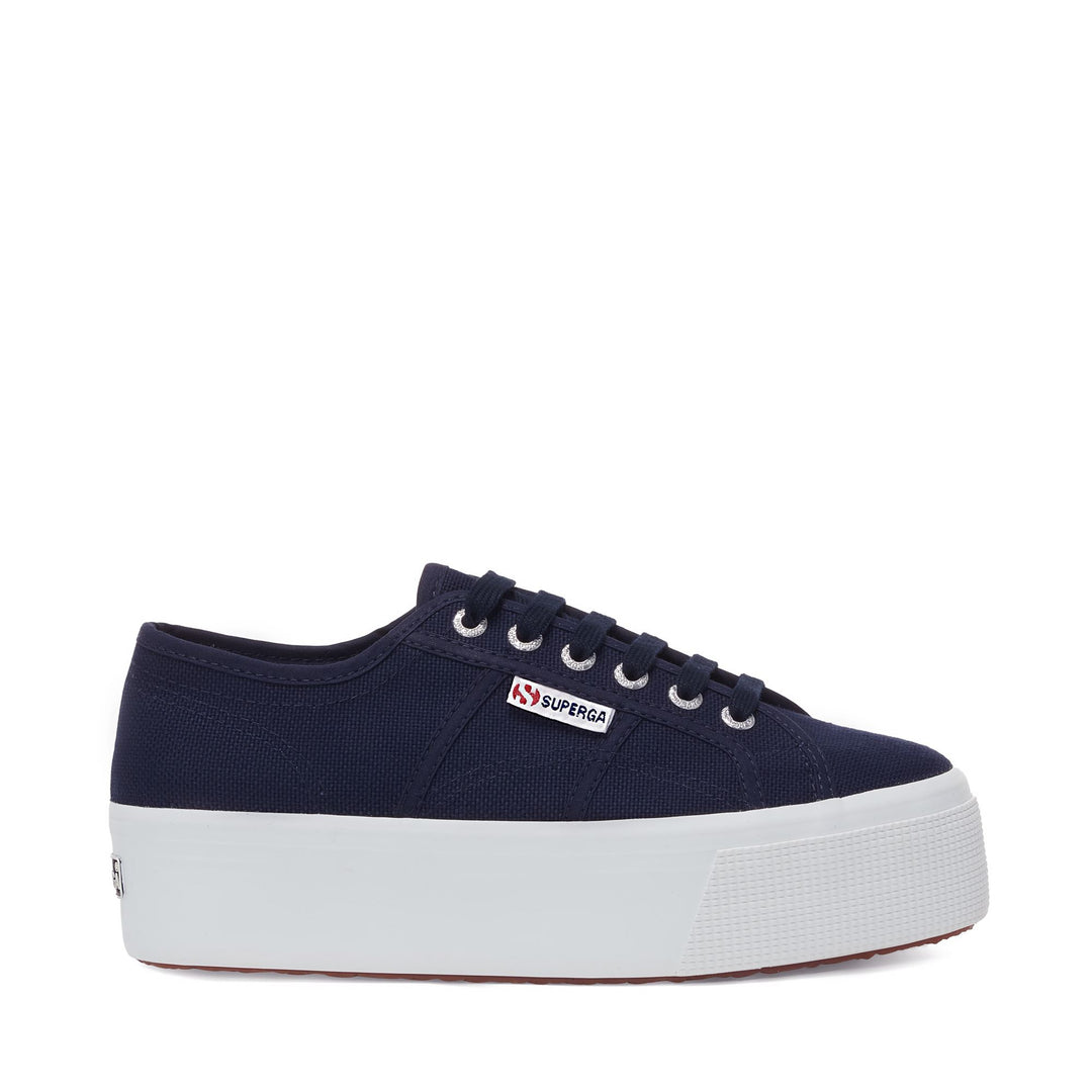 Woman's Platform Navy Sneakers with Cotton Upper 01