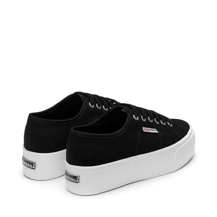 Schwarze Plateau-Sneakers für Damen mit Obermaterial aus Baumwolle 3