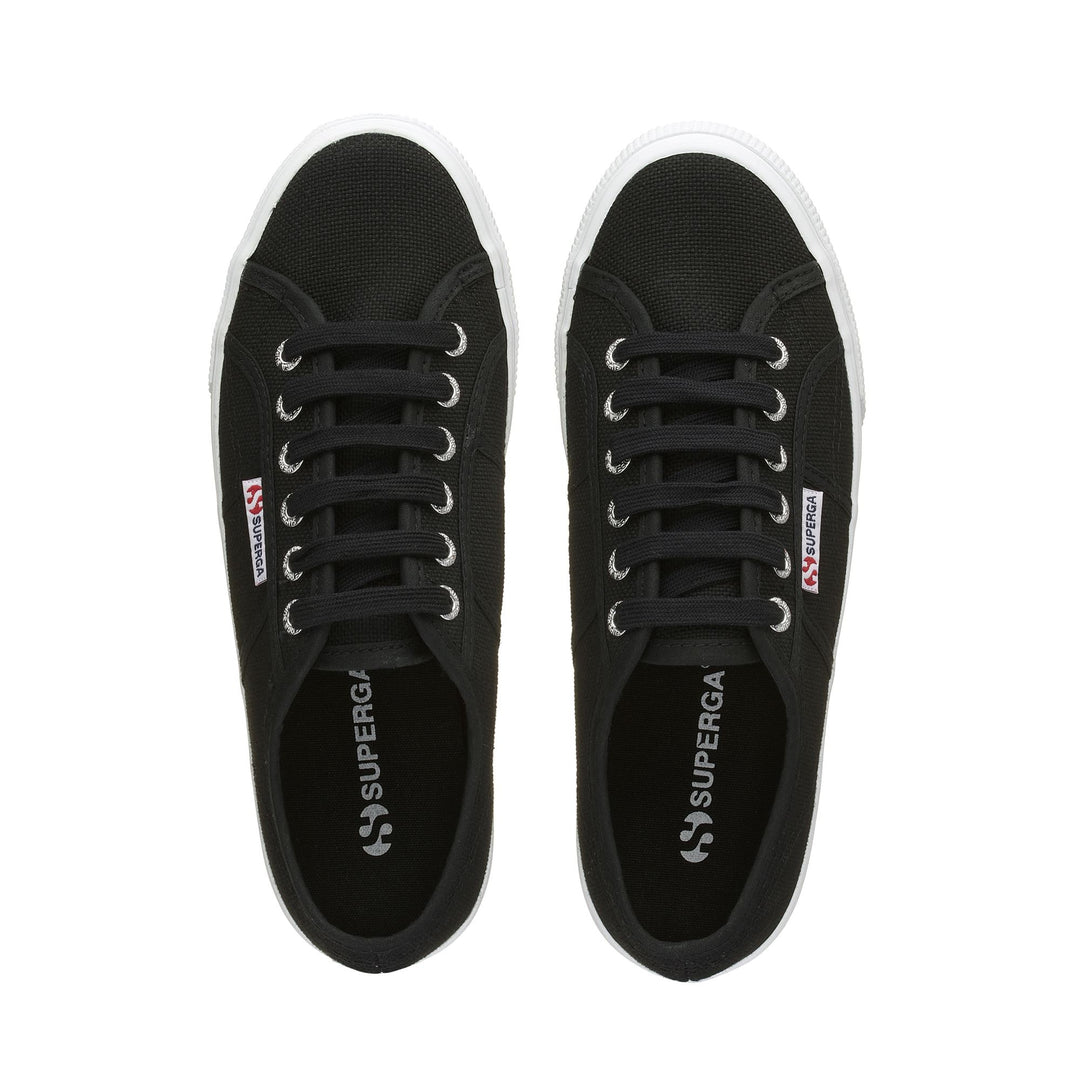 Schwarze Plateau-Sneakers für Damen mit Obermaterial aus Baumwolle main