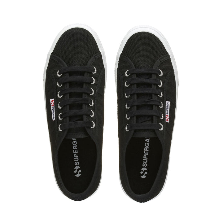 Schwarze Plateau-Sneakers für Damen mit Obermaterial aus Baumwolle 4