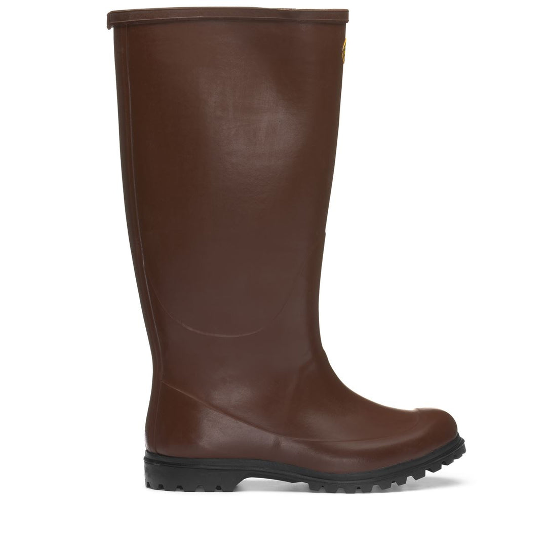 Bottes hautes en caoutchouc unisexes de couleur marron 01
