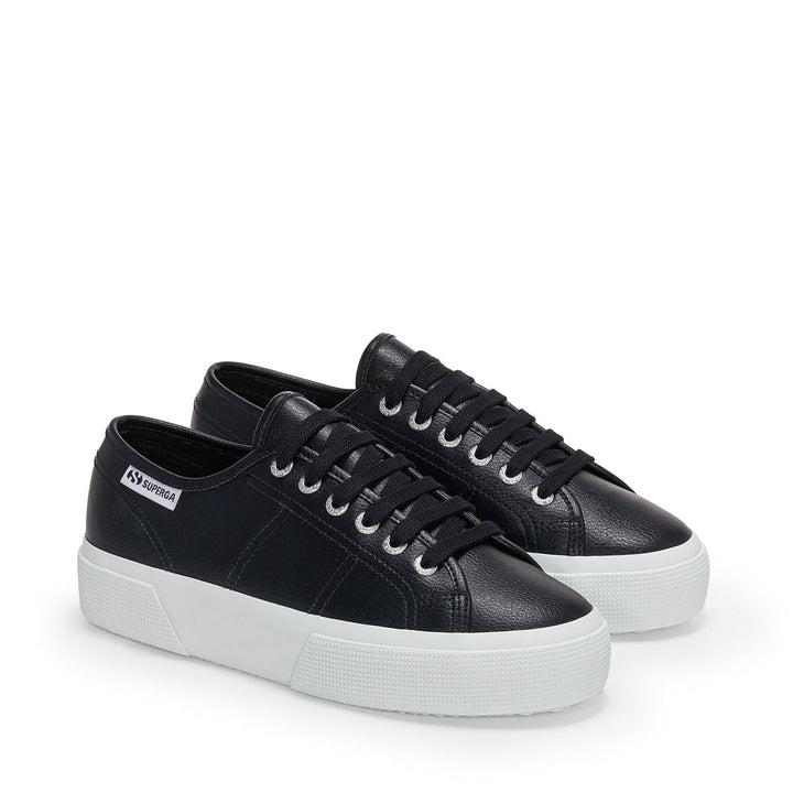 Woman's Platform Black Sneakers with Rubber Upper 2