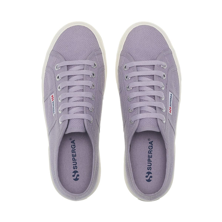 Sneakers unisex con plateau viola e tomaia in cotone 4