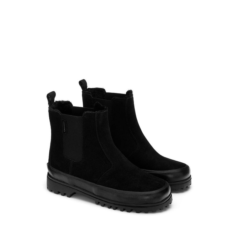 Kid's Black Ankle Boots with Suede Upper 02