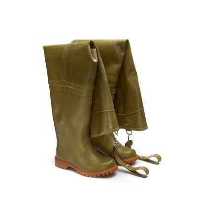 Rubber Boots Unisex 7762-RBRU High Cut OLIVE Dressed Front (jpg Rgb)	