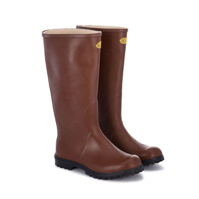 Rubber Boots Unisex 7324-GINOCCHIO ALPINA High Cut BROWN Dressed Front (jpg Rgb)	