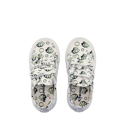 Le Superga Kid unisex 2750-FANTASY COVJ Sneaker WHITE-BUBBLE SHELLS Dressed Back (jpg Rgb)		