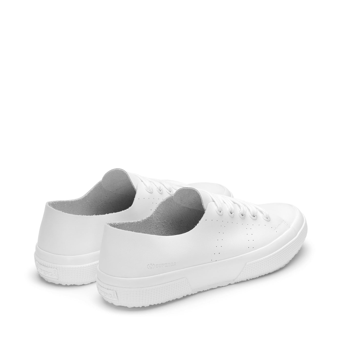 Le Superga Unisex 2750 MORPHING MULE LEATHER Low Cut TOTAL WHITE Dressed Side (jpg Rgb)		