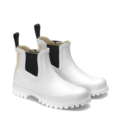 Rubber Boots Unisex 798 RUBBER BOOTS LETTERING Mid Cut WHITE Dressed Front (jpg Rgb)	